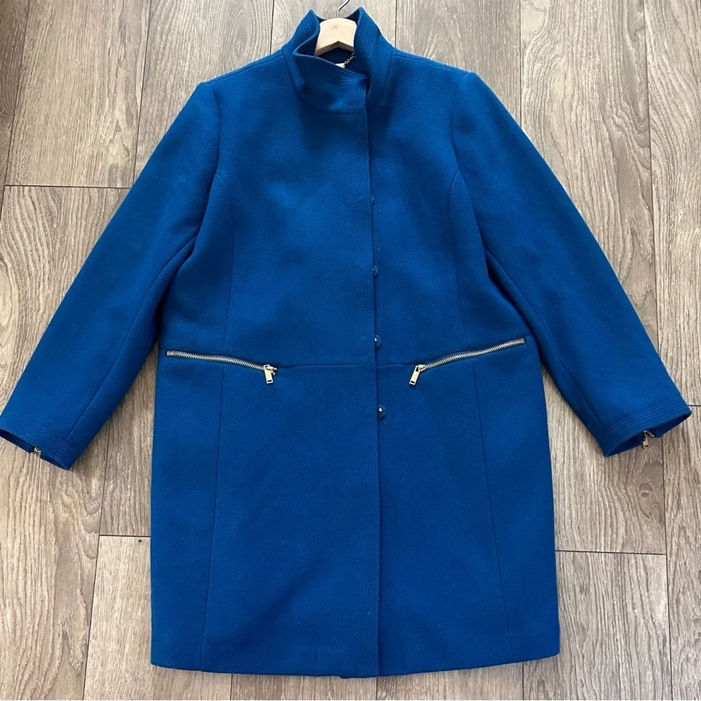 ππWarm Navy Blue Wool-Blend Coat with Stand Collar ππ - Picture 12 of 13